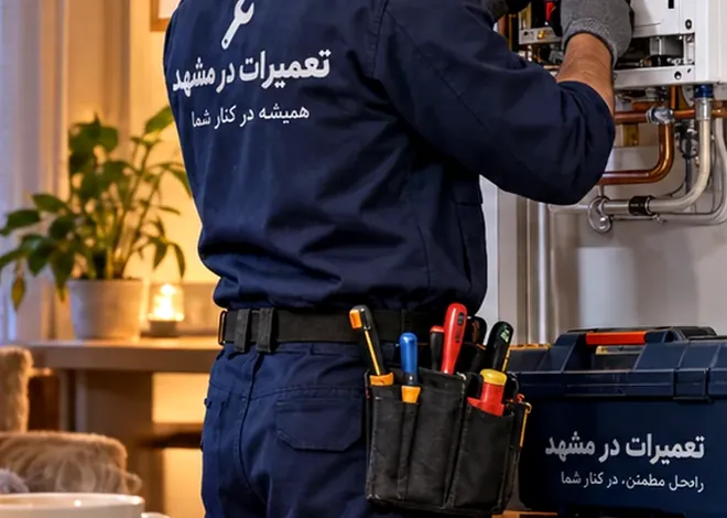 تعمیرکار در حال بررسی پکیج دیواری